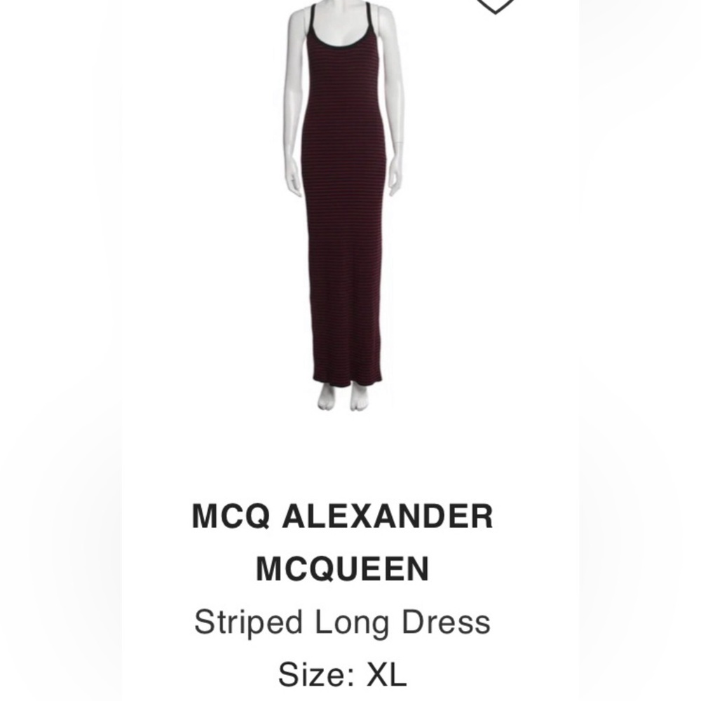 MCQ Alexander McQueen burgundy striped long fitted tank maxi dress XL worn once